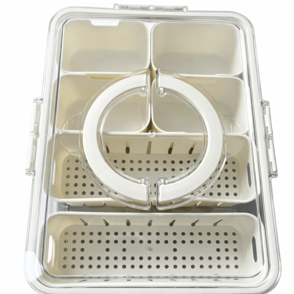 Four-Compartment Drainage Fresh-Keeping Box (Fine Grid Model)