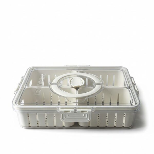 Four-Compartment Fully Perforated Drainage Basket (With Central Handle)