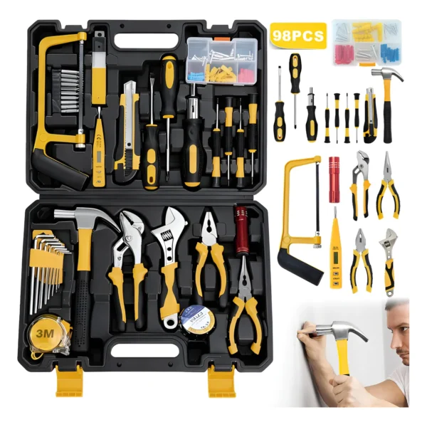 WeToke 98-Piece Basic Manual Tool Set with Portable Case, Black