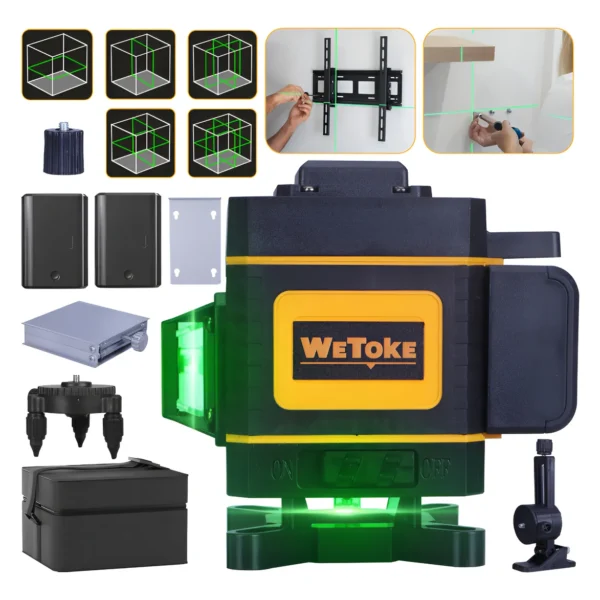 Wetoke 12-Line Laser Level Kit with Fabric Case, Automatic Leveling