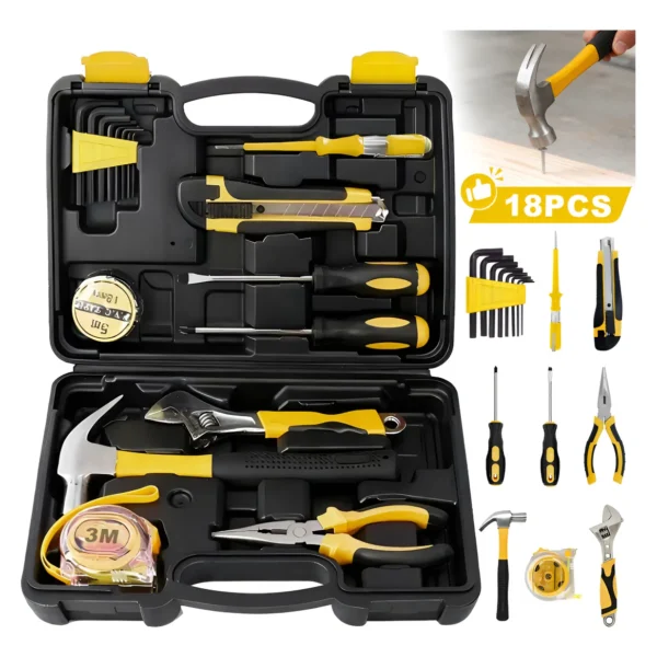 WeToke 18-Piece Complete Multi-Purpose Basic Tool Set with Case, Black