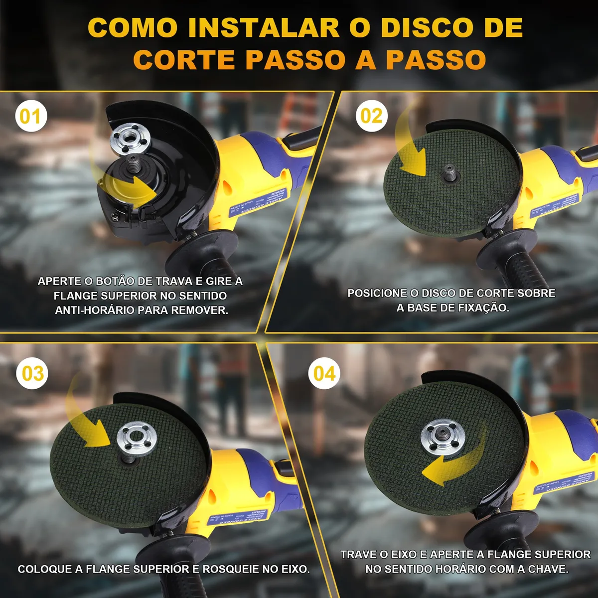 Esmerilhadeira Lixadeira Angular 100mm 2 Baterias 48v Bivolt Amarelo 127/220v 50 Hz / 60 Hz - Image 4