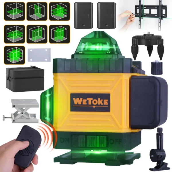 Wetoke 16-Line Laser Level with Fabric Case, Automatic Leveling