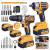 WeToke 21V Brushless Drill & Impact Wrench Professional Cordless Kit with 2 Batteries for Drilling, Screwdriving, Maintenance, Construction, Worksites, Home & Industrial Repairs