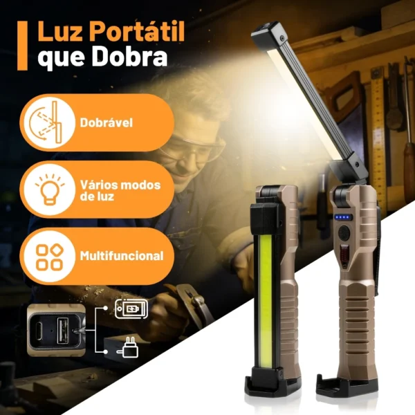 Magnetic Rechargeable COB LED Work Light Portable Professional 180° Rotatable IPX6 Waterproof