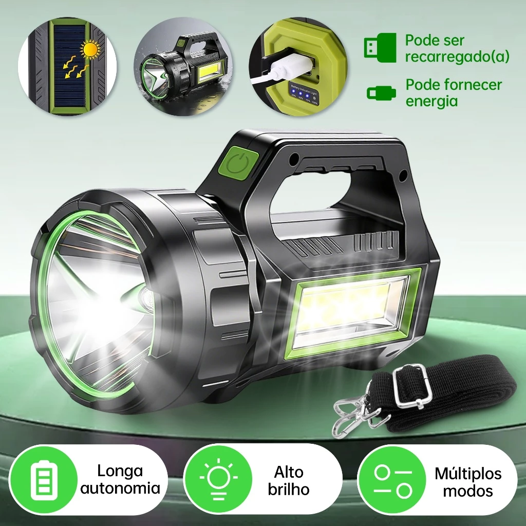 Solar USB Rechargeable LED Flashlight 150000LM 30W 20000mAh Long Range IPX4